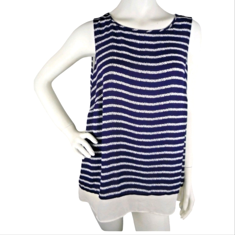 Mercer & Madison Womens Plus Size Navy and White Striped Tank Top Size 2X